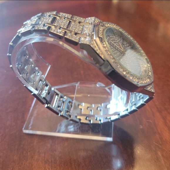 Men's Iced Out Hip Hop Bling Waterproof Simulated Diamond Quartz Movement Watch - Picture 3 of 11